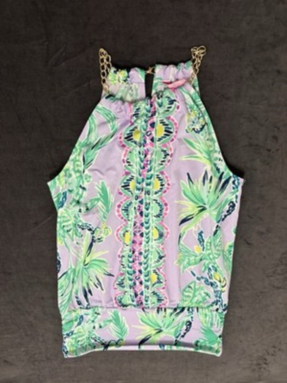 Lilly Pulitzer Bowen Chain Halter Top Size XXS in Print Light Lilac